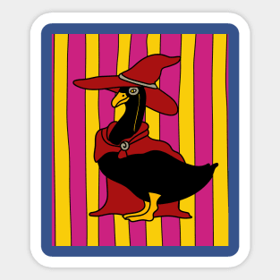 Halloween Goose Witch Conjuring Up Duck Sticker